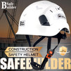 ABS Work-at-Height and Rescue Hard Hat Construction Safety Helmet Slotted Ventilated w/Adjustable Ratchet 6-Point Suspension ANSI Z89.1-14 (01-White Safety Helmet)