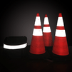 Premium 21" Collapsible Traffic Cones with LED Lights (3-Pack with Bag)