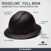 Pyramex Ridgeline Full Brim Hard Hat 4 Point Ratchet Vented Matte Black Graphite Pattern