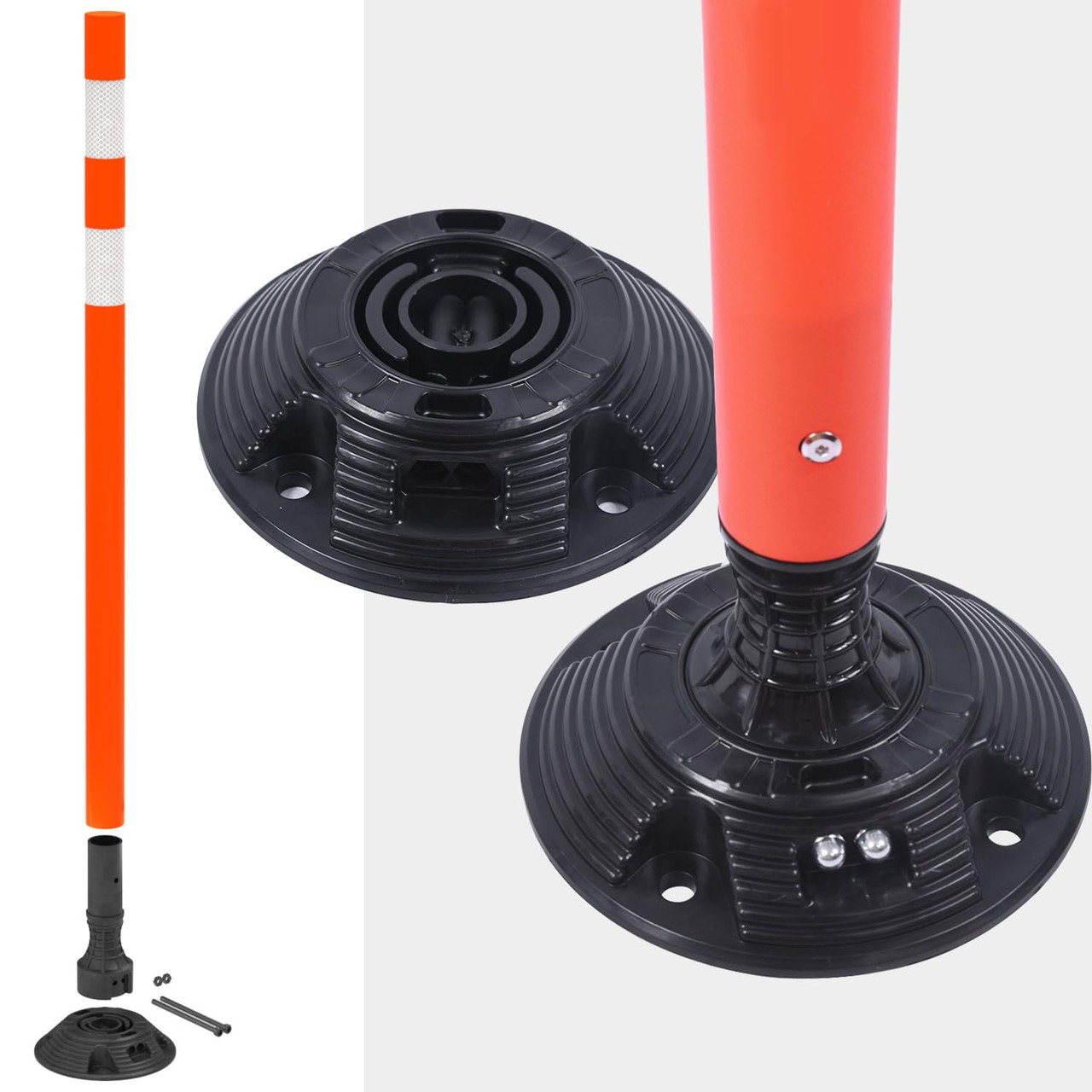 Detatchable Post Connection 8 Pack Traffic Delineator Post Cones, High Visibility 3M Reflective ...
