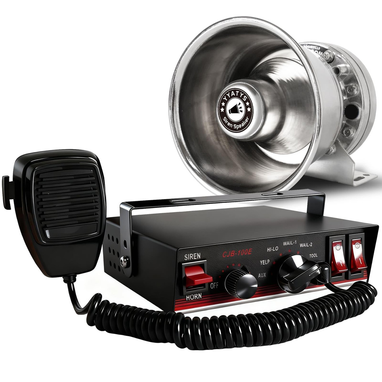 8Tones 200W Emergency Siren with PA - IP67 Waterproof Police/Fire