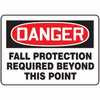Fall Protection Required Beyond This Point 10" X 7" Aluminum Sign