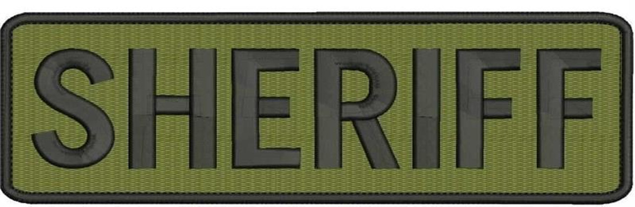 Sheriff 3 x 10 inch Embroidered Patch OD Green - Ideal Supply Inc