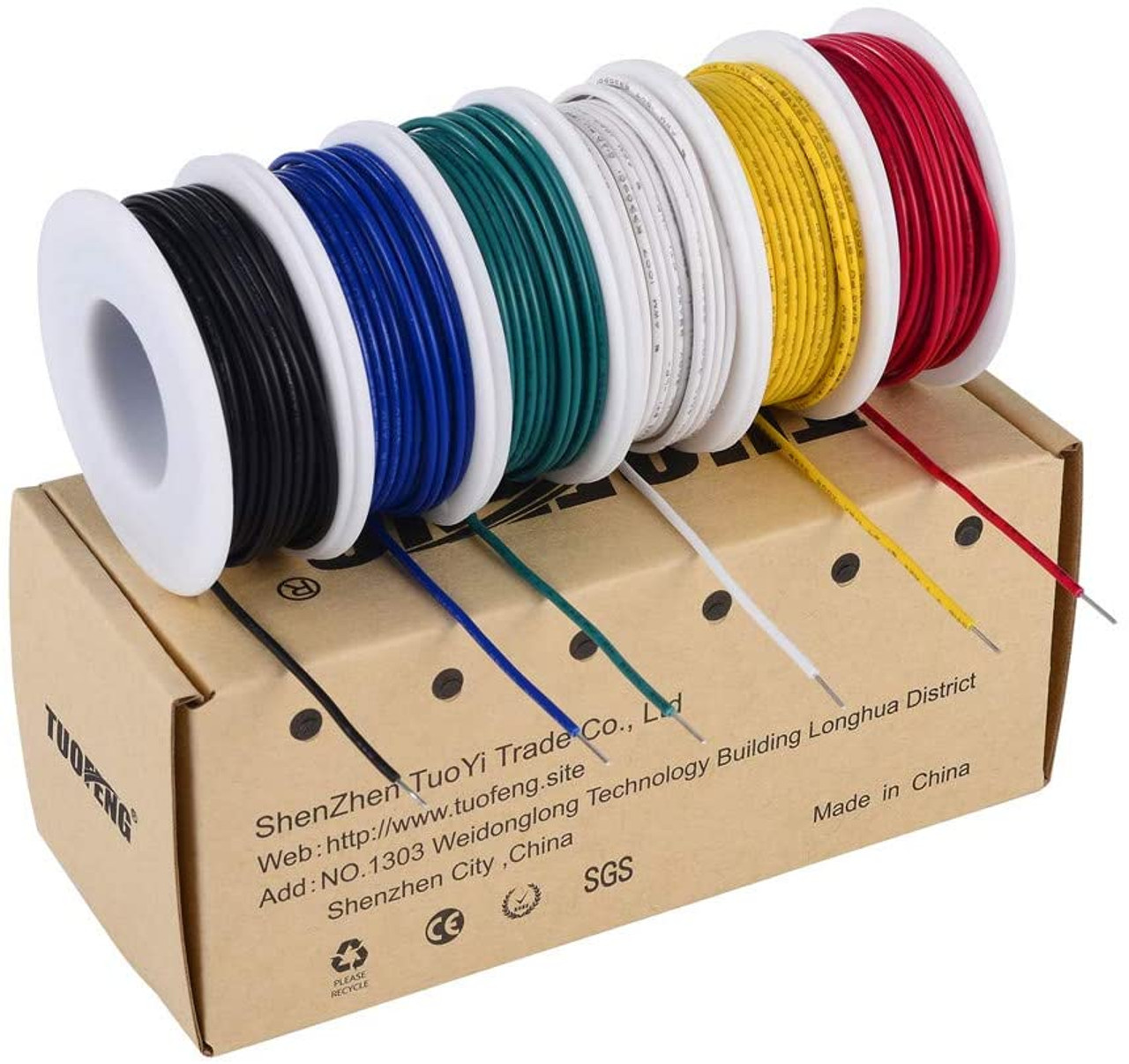22 awg Solid Wire-Solid Wire Kit-6 different colored 30 Feet spools 22  gauge Jumper wire- Hook up Wire Kit