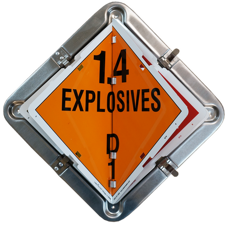  D.O.T. Aluminum Flip Placards -Explosives 1.1D-1.2D-1.3C-1.3G-1.4B-1.4C-1.4D-1.4G-1.4S-1.5D