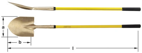 AMPCO S-81FG Non-Sparking Round Point Shovel with Long Fiberglass Handle – Mining Safety Tool