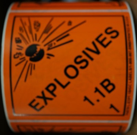 Explosives 1.1B Labels 500 Per Roll -- CLOSEOUT --