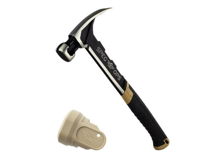Spec Ops Tools Framing Hammer, 22 oz, Rip Claw, Milled Face, Soft Mallet Cap, Shock-Absorbing Grip, 3% Donated to Veterans,Black/Tan