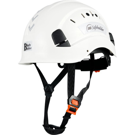 ABS Work-at-Height and Rescue Hard Hat Construction Safety Helmet Slotted Ventilated w/Adjustable Ratchet 6-Point Suspension ANSI Z89.1-14 (01-White Safety Helmet)