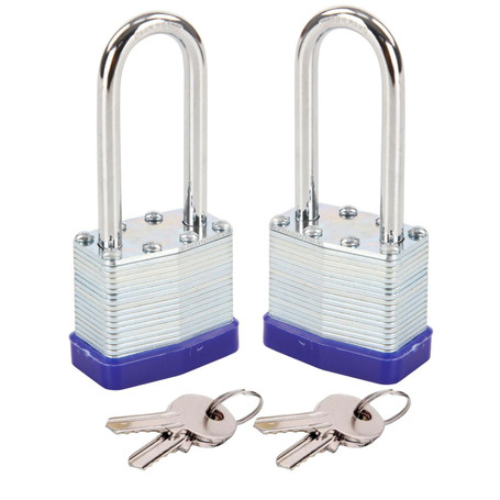 Heavy Duty Padlock Keyed Alike, 2 pack,  2-3/8" Extra Long Shackle, 40MM 1-9/16" Laminated Steel Lock Body, Ideal for Gym Locker, Sheds, Gate, Warehouse, Tool Box, Hasp (4 Keys Same)