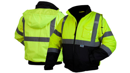 Pyramex Safety RJ3210XL RJ32 Series Jackets Hi-Vis Lime Bomber Jacket with Quilted Lining- Size Extra Large
