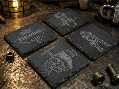 Ideal Blasting Slate Coaster Set (4") Choose Your Set