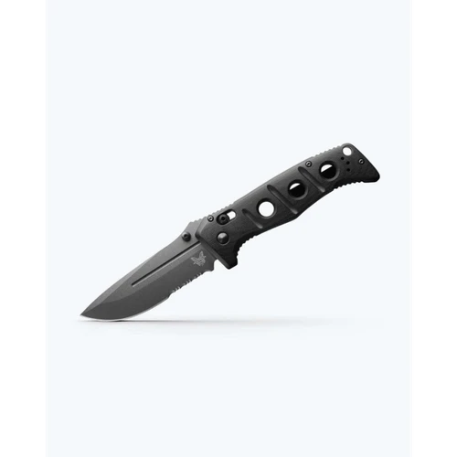 Benchmade Adamas – Tungsten Gray Black G10 | Serrated Drop-Point