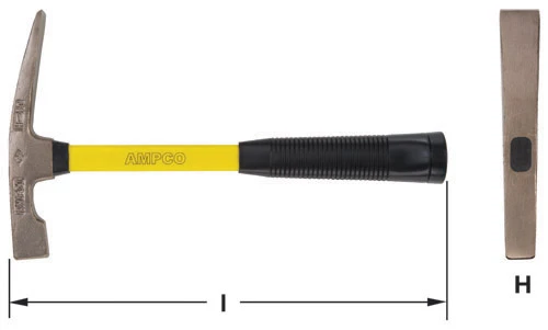  AMPCO H-10FG Non-Sparking Bricklayers' Hammer with Fiberglass Handle – Mining Safety Tool