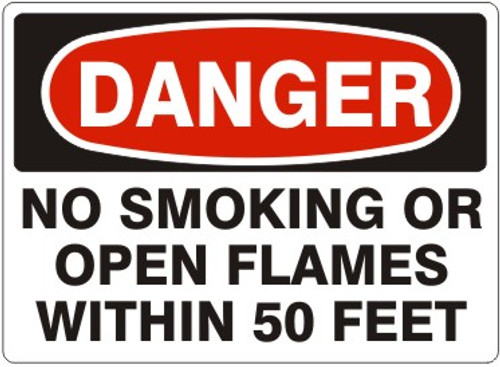 No Smoking Or Open Flames Within 50 Feet 14" x 10" VPO (sticker)