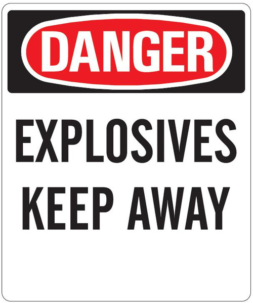 Explosives Keep Away 24 x 20 VPO (sticker) for Sign Stands