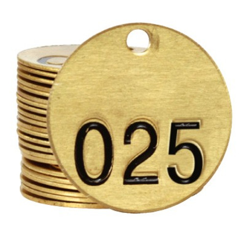 Replacement 001 thru 025 Brass Tags for Miner Status Board