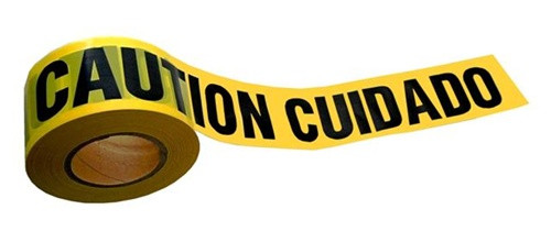 Bilingual English & Spanish Caution Cuidado Barricade Tape