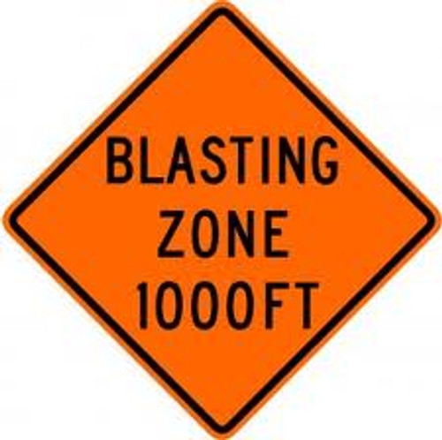 Blasting Zone 1000 FT 48" X 48" Mesh Sign