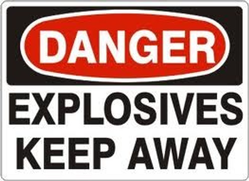 Explosives Keep Away 10" X 7" Aluminum Sign
