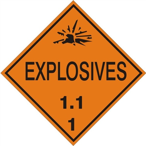 Explosives 1.1, 1.2, 1.3, 1.4 or 1.5 Magnetic Placards (no lettering)