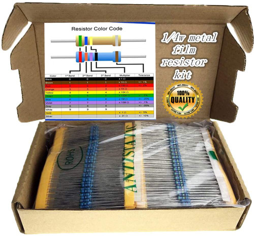 Metal Film Resistors Assortment Kit Assorted Set 1280pcs 64 Values 1 ohm - 10M ohm 1/4W Metal Film Resistors Assortment Kit Assorted Set 1280pcs 64 Values 1 ohm - 10M ohm 1/4W