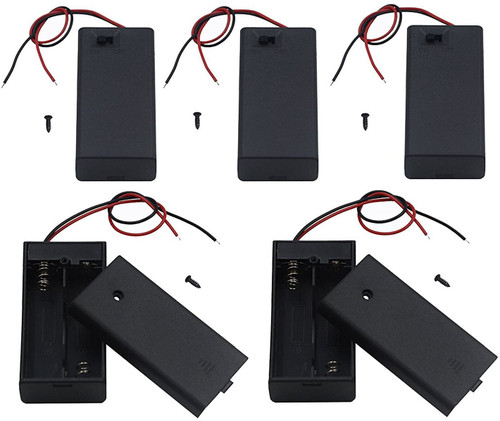 2 AA Battery Holder with Switch, 2X 1.5V AA Battery Holder Case with Wire Leads and ON/Off Switch