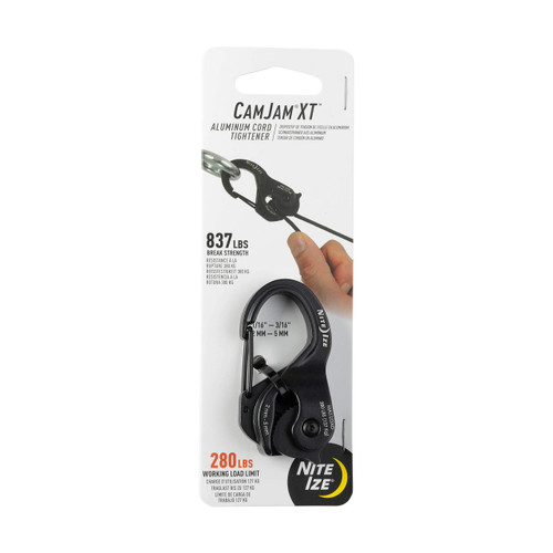Nite Ize CamJam XT Aluminum Rope Tightener - Versatile Tie Down Cam Mechanism with Carabiner Clip - Secure Hiking Gear Essential - Rope Tie Down Accessory - Black Nite Ize CamJam XT Aluminum Rope Tightener - Versatile Tie Down Cam Mechanism with Carabiner Clip - Secure Hiking Gear Essential - Rope Tie Down Accessory - Black