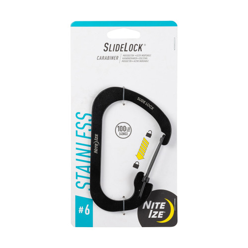 Nite Ize SlideLock Carabiner Stainless Steel, Size #6, Black