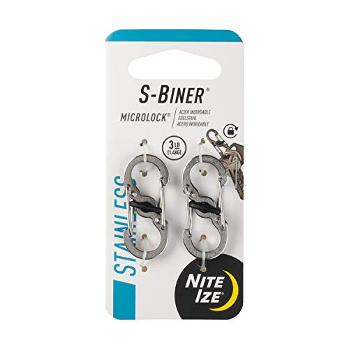 Nite Ize S-Biner MicroLock, Locking Key Holder, Stainless-Steel 2-Pack Nite Ize S-Biner MicroLock, Locking Key Holder, Stainless-Steel 2-Pack
