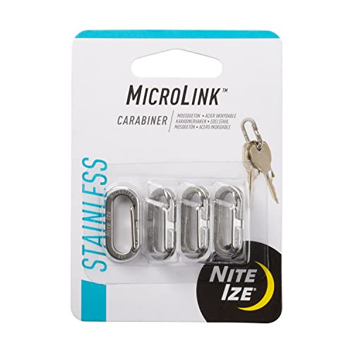 Nite Ize MicroLink Carabiner, Stainless Steel Mini Key Rings for Keys Fobs MultiTools and More, 4 Pack Nite Ize MicroLink Carabiner, Stainless Steel Mini Key Rings for Keys Fobs MultiTools and More, 4 Pack