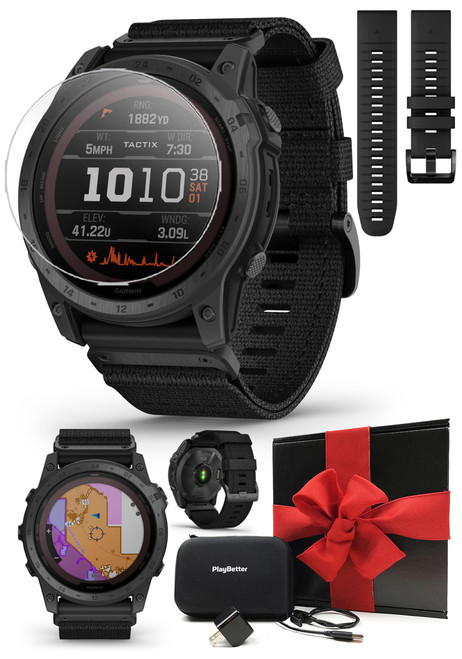 Garmin tactix 7 Pro Solar Ballistics Tactical GPS Watch Gift Box Bundle - Military Men's Solar Watch with Applied Ballistics - Includes PlayBetter Screen Protectors, Wall Adapter & Hard Case