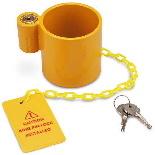  5th Wheel Lock, Heavy Duty Steel King Pin Lock with Anti-Theft Warning Tag 