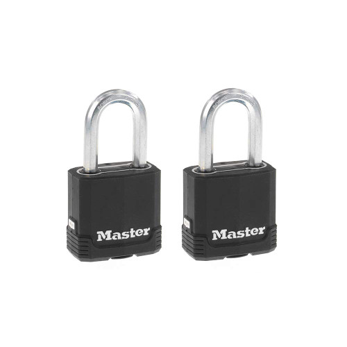 Master Lock Magnum Heavy Duty Outdoor Padlock with Key, Weather Resistant Body and Cut Resistant Shackle Make Lock Perfect for Fences, Gates, Sheds, 2 Pack, M115XTLF