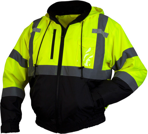 Pyramex RJ31 Series Waterproof Class 3 Fleece Bomber Safety Jacket, Lime, X-Large