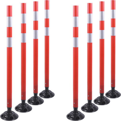 Detatchable Post Connection 8 Pack Traffic Delineator Post Cones, High Visibility 3M Reflective ...