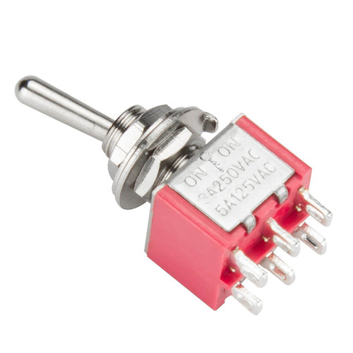 mxuteuk 8pcs MTS-203 6 Terminal 3 Position DPDT Mini Miniature Toggle Switch Car Dash Dashboard ON/Off/ON 5A 125V 2A 250V