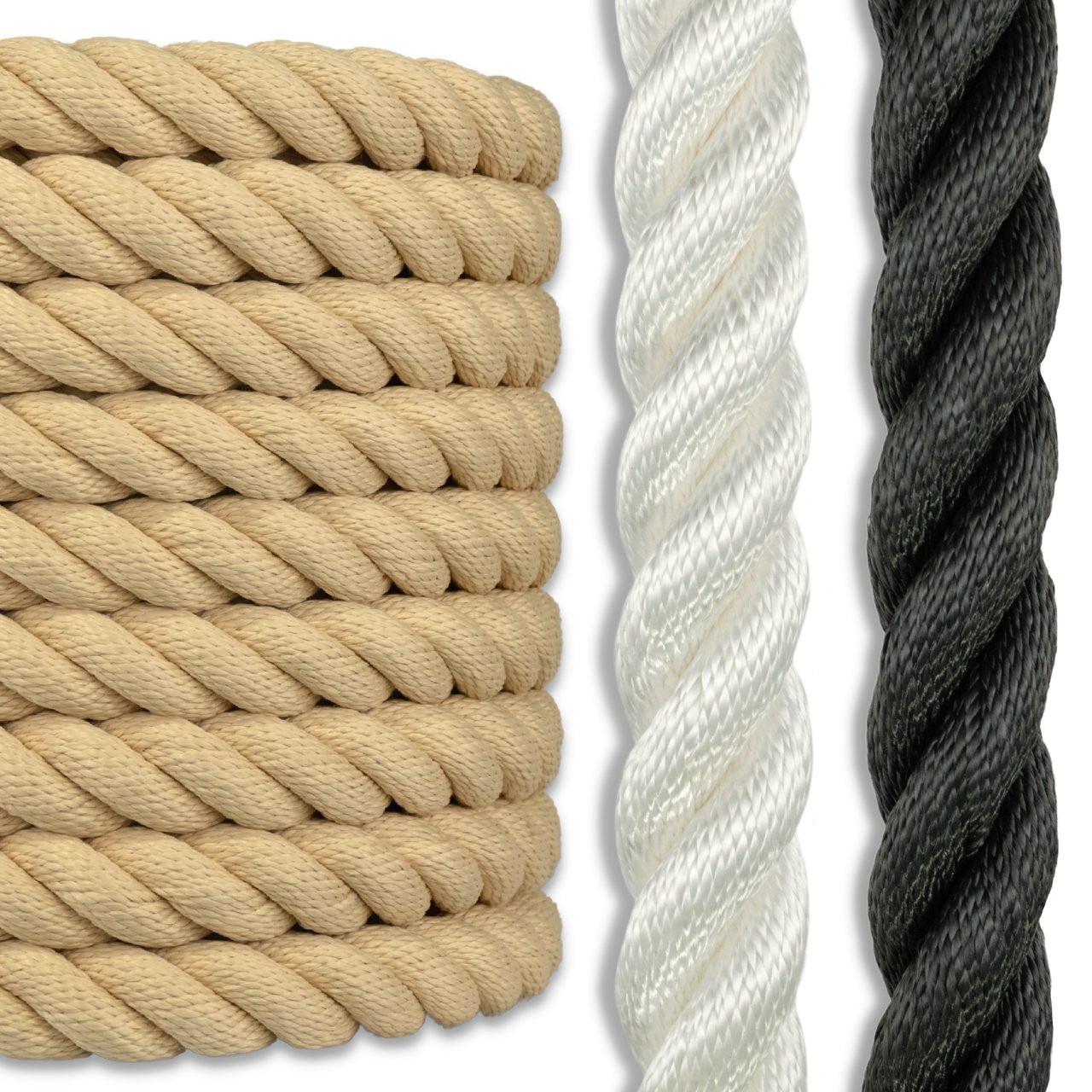 SINYLOO Twisted Black Polyester Rope 3/8 inch x 100 feet - Heavy