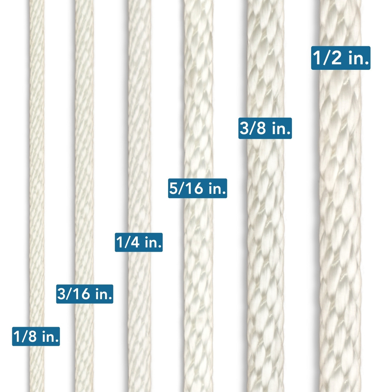 1/2 Double Braided Nylon Rope, Blue, 100 ft