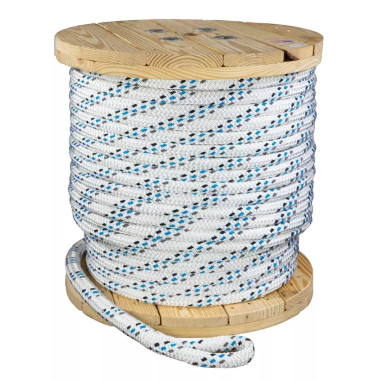 double braid polyester wire pulling rope on a heavy duty wooden spool with eye loop on each end double braid polyester wire pulling rope on a heavy duty wooden spool with eye loop on each end