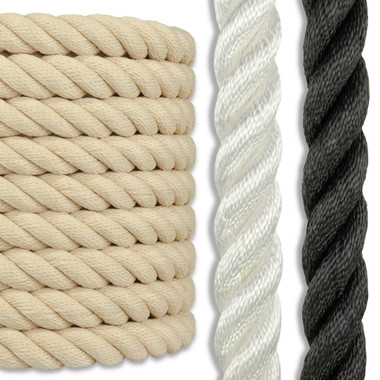 Twisted polyester rope in blonde, white, and black. Best UV-resistant outdoor rope. Longest lasting rope. Twisted polyester rope in blonde, white, and black. Best UV-resistant outdoor rope. Longest lasting rope.