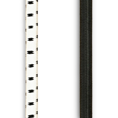 shock cord / stretch cord in white with black tracers and solid black