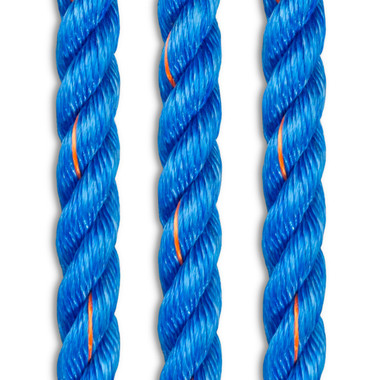 Nordic Ski Tow Rope - 3 Strand - Blue with Orange Tracer