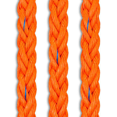 Nordic Ski Tow Rope - 8 Strand - Orange with Blue Tracer