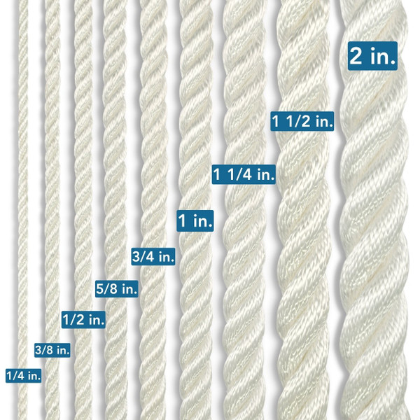 Twisted 100% Nylon Rope | 4 Stage, 3-Strand High-Strength Anchor Line, Dock  Line | 1 inch x 100 feet