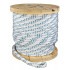 double braid polyester wire pulling rope on a heavy duty wooden spool with eye loop on each end