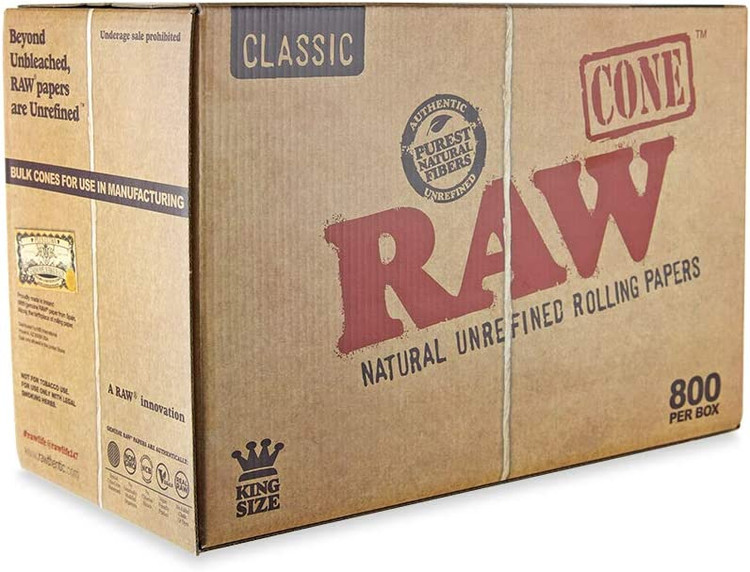 Raw Classic KING Rolling paper Cones - Bulk Case 800 COUNT