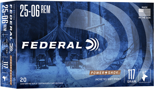 Federal 2506BS PowerShok Jacketed Soft Point 117 Grain .25-06 Remington 3030 fps
