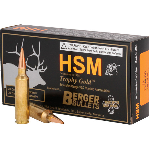 HSM BER7mm08140VLD Trophy Gold Berger Hunting VLD Match 140 Grain 7mm-08 Remington 2811 fps