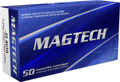 Magtech 25A Sport Shooting Range/Training Full Metal Jacket 50 Grain .25 ACP 760 fps